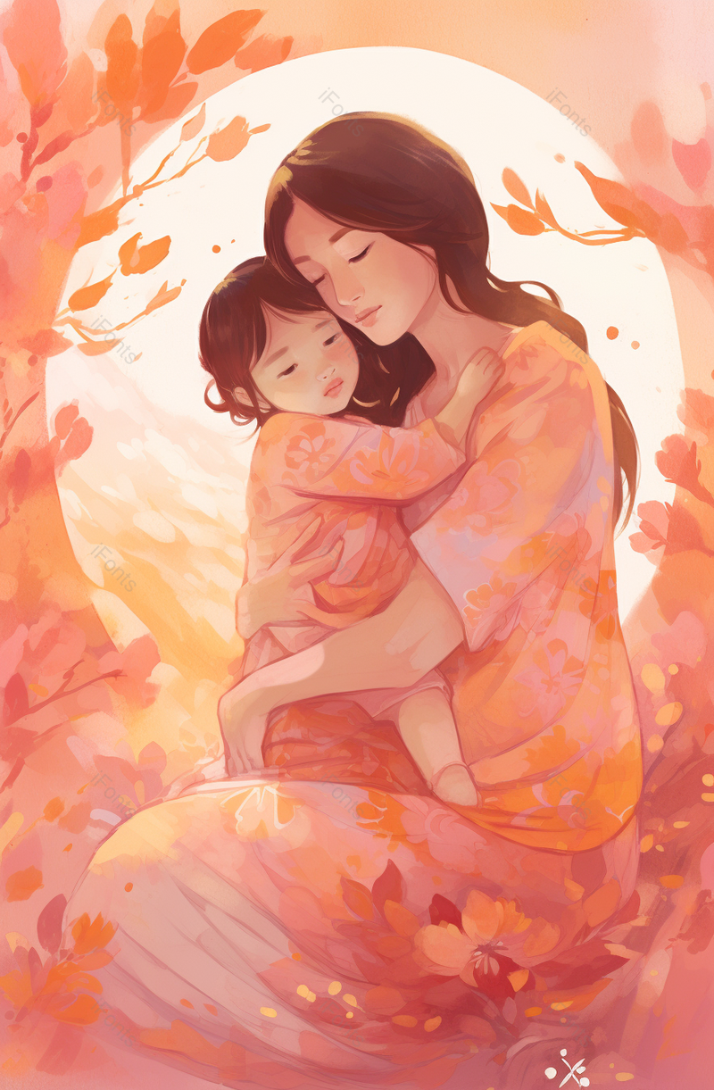 温馨手绘母亲节插画海报效果背景图,插画/手绘图,插画/手绘图库,插画/手绘图下载,插画/手绘